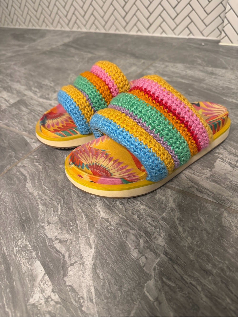 Farm Rio Multi-Color Crochet Slide Sandals - Picture 4 of 6